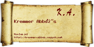 Kremmer Abbás névjegykártya